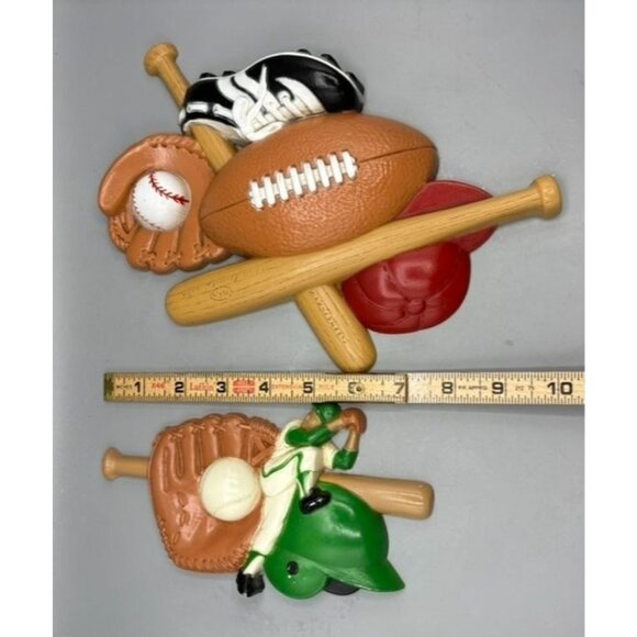 Vtg Burwood Sports Baseball Football Wall Decor Bats Glove Boy Bedroom‎ Decor - Picture 4 of 5